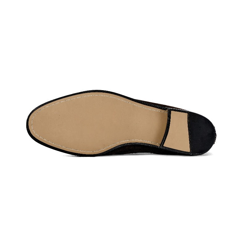 Handmade Black Leather Belgian Loafers for Men, Slip-On Dress Shoes