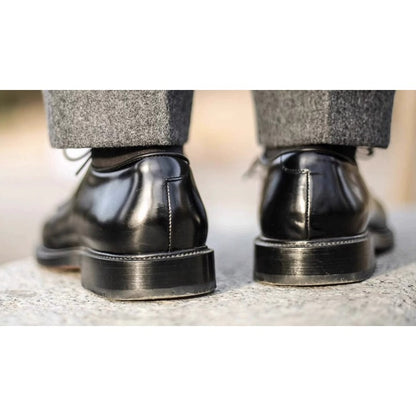 Handmade Black Leather Derby Shoes for Men, Plain Toe Lace-Up Dress Shoes