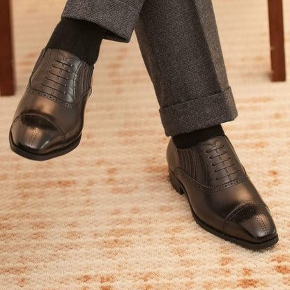 Handmade Dark Brown Cap-Toe Oxford Brogue Shoes for Men, Leather Lace-Up Dress Shoes