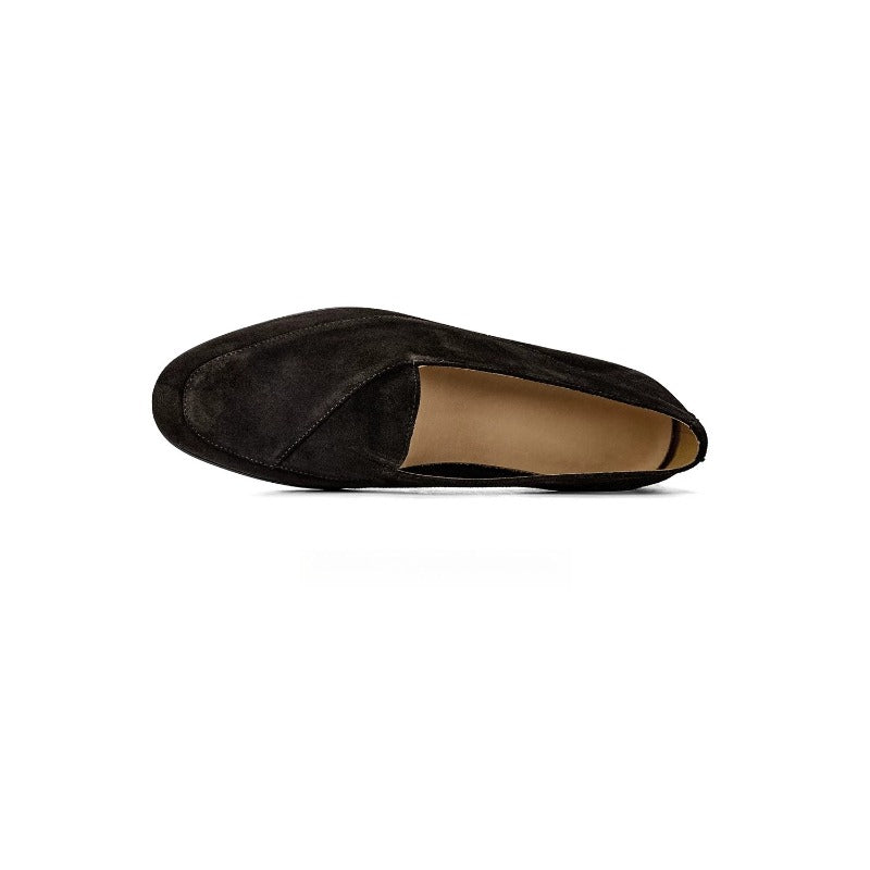 Handmade Dark Brown Suede Belgian Loafers for Men, Slip-On Dress Shoes
