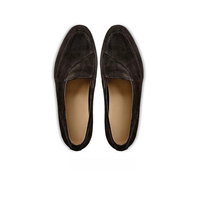 Handmade Dark Brown Suede Belgian Loafers for Men, Slip-On Dress Shoes