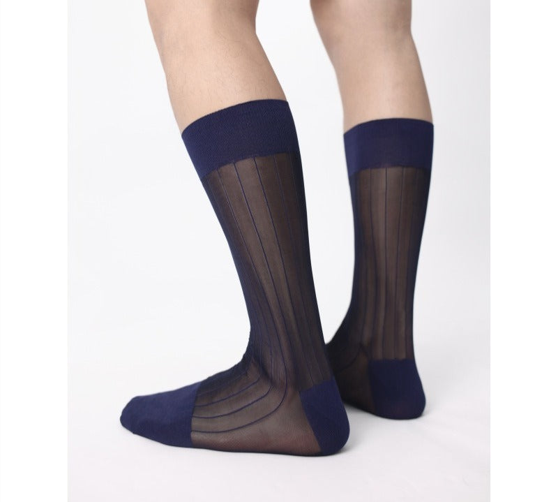 mens sheer dress socks Navy Ribbed for Men Size:Petite-M 924 Some parts of them Off-shoulder Navy Blue Velvet