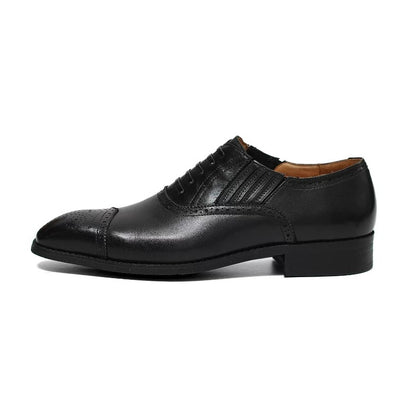 Handmade Dark Brown Cap-Toe Oxford Brogue Shoes for Men, Leather Lace-Up Dress Shoes