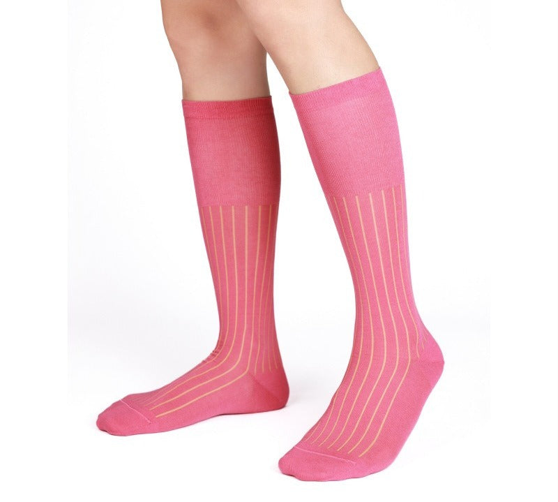 mens pink dress socks Solid Ribbed Cotton Over-the-Calf Sock Product Details Pink Ribbed Sheer Knee-High Dress