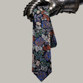Garden Floral Mulberry Silk Necktie, Yarn-Dyed Jacquard Woven Mens Tie