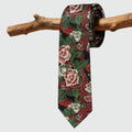 Paisley Rose Mulberry Silk Necktie, Yarn-Dyed Jacquard Woven Mens Tie