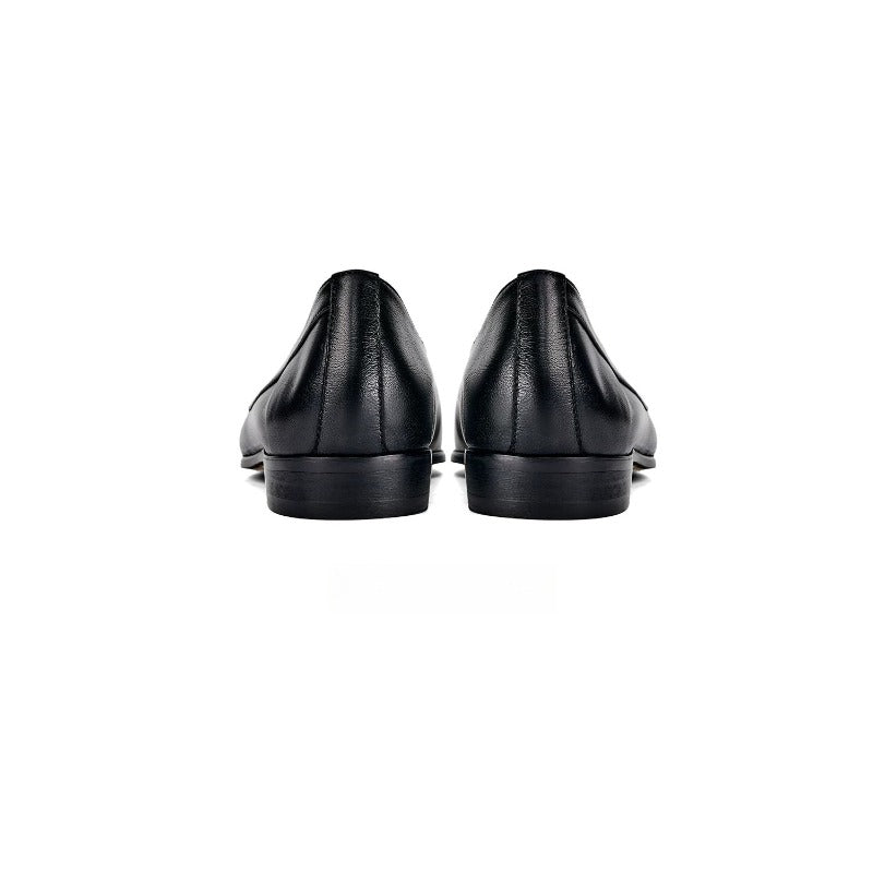Handmade Black Leather Belgian Loafers for Men, Slip-On Dress Shoes