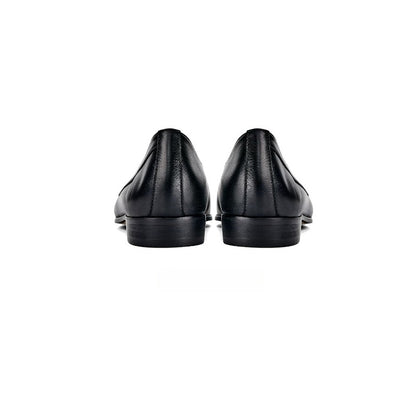 Handmade Black Leather Belgian Loafers for Men, Slip-On Dress Shoes