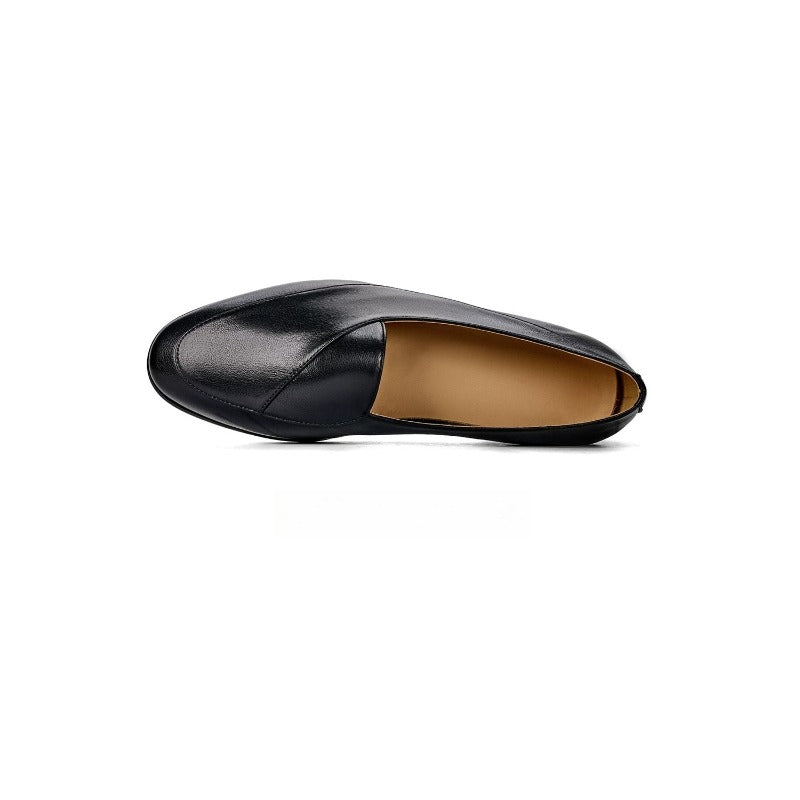 Handmade Black Leather Belgian Loafers for Men, Slip-On Dress Shoes