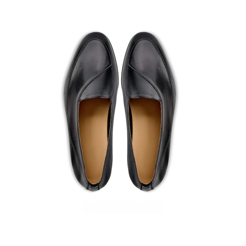 Handmade Black Leather Belgian Loafers for Men, Slip-On Dress Shoes