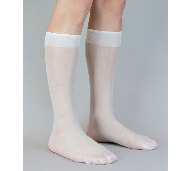 Lunepebbla sheer red nylon dress socks for men showing bold translucent color knee-high
