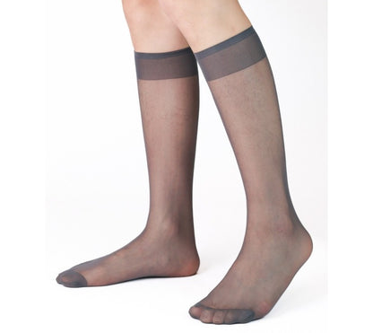 Lunepebbla sheer forest green nylon dress socks for men showing deep translucent color
