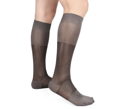 Lunepebbla semi-opaque purple nylon dress socks with deep saturated color knee-high
